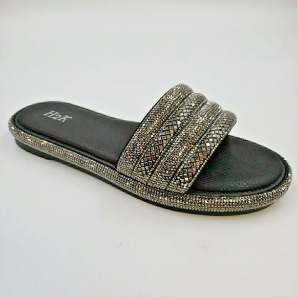 Womens Sz 10 Slides Bling Rhinestone Open Toe Sandals Flip Flops Slipper Summer - Picture 14 of 14